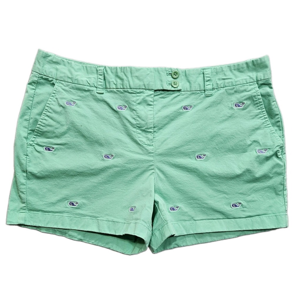 Vineyard Vines Shorts Womens 12 Turquoise Whale Embroidered Cotton Yacht Club